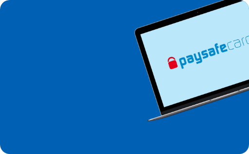 Laptop mit PaysafeCard-Logo – PaysafeCard online kaufen